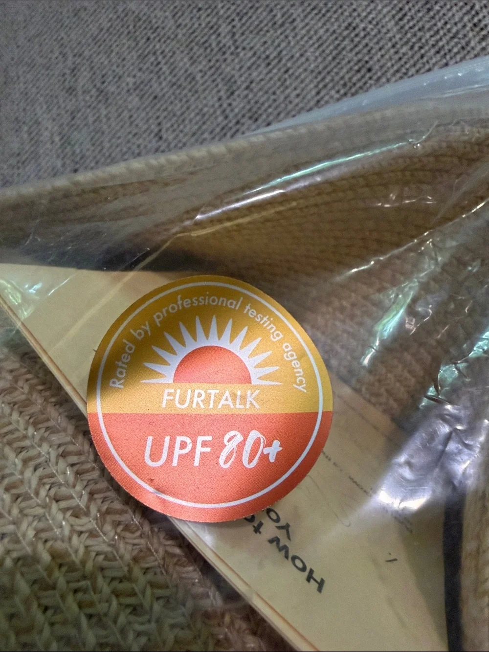 Furtalk Woven Straw Sun Hat - Natural Beige with cream sash -NEW